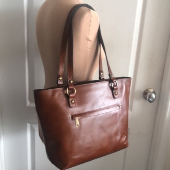 Patricia Nash Alessano Leather Handbag Tote Tan Brown Handbag Purse - Picture 6 of 14
